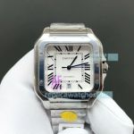 Swiss Clone AF Cartier Santos 39.8 Large Model White Face Stainless Steel Watch 